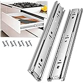 REGUDA Drawer Slides Ball Bearing 3 Folds Full Extension Side Mount Cabinet Runners Glides Rails Track 100 Lbs Load 10 12 14 16 18 20 22 24 Inch Silver (Silver-Basic- 1 Pr,12 Inch)