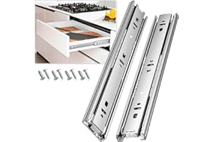 REGUDA Drawer Slides Ball Bearing 3 Folds Full Extension Side Mount Cabinet Runners Glides Rails Track 100 Lbs Load 10 12 14 16 18 20 22 24 Inch Silver (1 Pair (Silver), 12 inch)