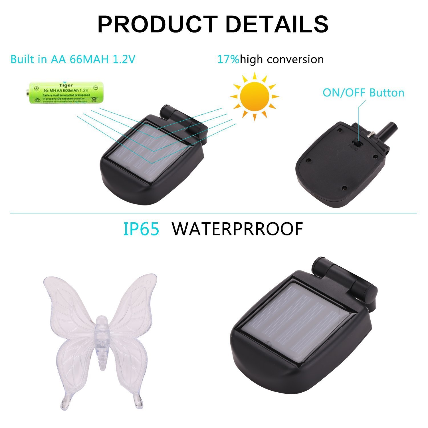 HCTro Solar Garden Lights, Crystal Upper Stake with Built in Multi Color Changing 3 LED, Hummingbird Butterfly Dragonfly, Solar Powered Lights, Outdoor Solar Lights for Patio Yard Fairy, 3 Pack