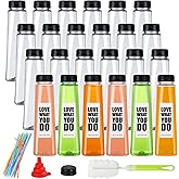 Fhxtcygj 24 Pack 12oz Empty PET Plastic Juice Bottles with Leak-Proof Caps Lids, Reusable Clear Water Bottle Food Grade Bulk Beverage Containers for Juicing Smoothie Milk and Homemade Beverages