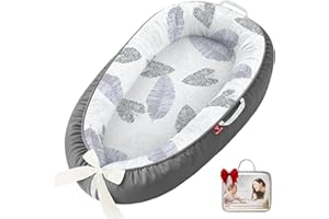 JWPEHOE Baby Lounger - 100% Cotton Breathable Infant Lounger for Newborn, Portable Baby Nest for Home and Travel, Waterproof Lining, Newborn Babies Essentials Gifts