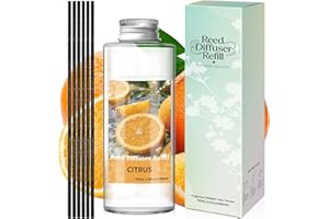STRN Reed Diffuser Oil Refill, Citrus Scented Diffuser Oil Refills with 6 Reed Sticks 200ML(6.8fl.oz), Room Fresheners for Ho