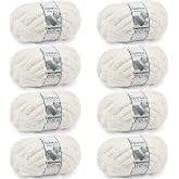 Cozyful Chunky Yarn for Hand Knitting - #10 Chunky Chenille Yarn, Jumbo Big Thick Chunky Yarns for Crocheting, Super Bulky Chunky Knit Blanket Yarns, 8 Skein (22 yds 8 oz Each Skein), Cream