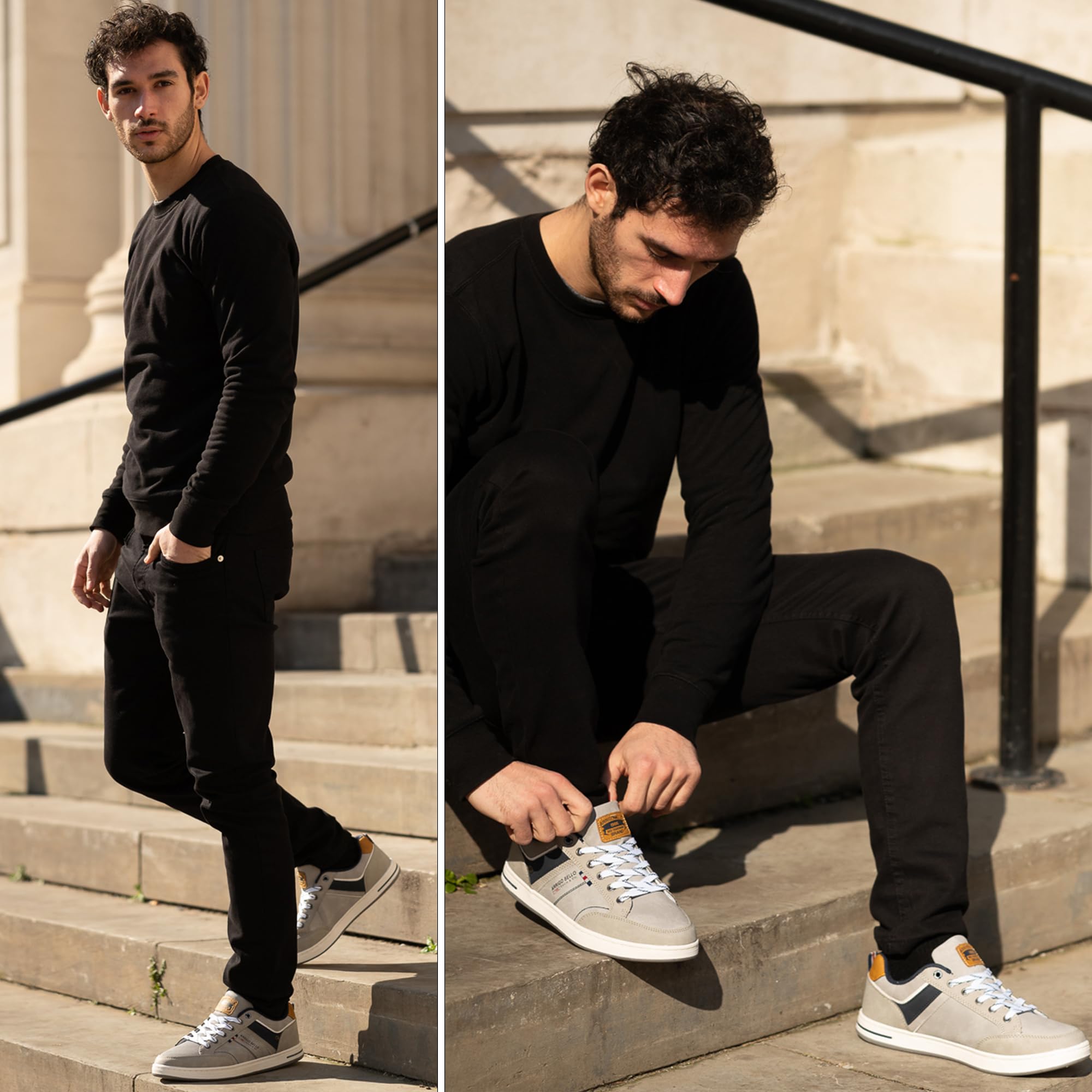 AX BOXING Freizeitschuhe Herren Sneakers Walkingschuhe Mode Schuhe Leichte Trainers Sportschuhe Größe 41-46 EU (1018_Grau, 44 EU) 2