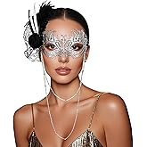 OIDEA Feather Masquerade Mask for Women: Flower Venetian Party Mask Mardi Gras Masks Prom Ball Cosplay Costume.