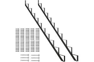 CCBOYSHARDWARE Steel Stair Stringer 10 Step-2 pcs, Pre-drilled Holes Steel Stair Riser for Deck Height 81in,Heavy Duty Outdoor Steps,MAX Load Capacity:500lbs