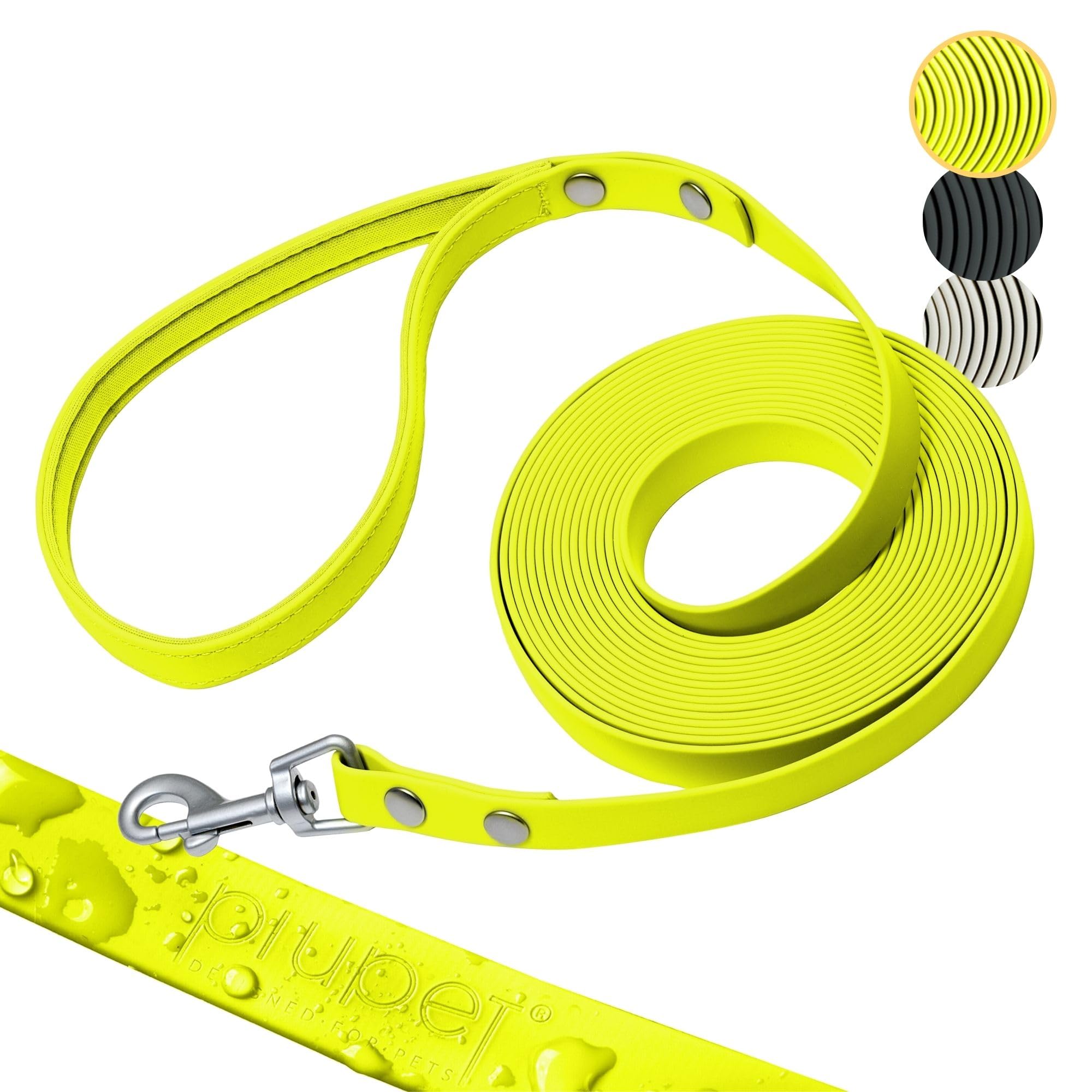 PiuPet® Tow Leash for Dogs 5m I 10m I 20m I Water Repellent I Dog Training Leads for Large Dogs I Long Dog Leads I Training Dog Lead I Dog Lead Long | Training Lead for Dogs | Neon Yellow