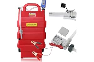 PRUNKUAR 16 Gallon 60L Portable Fuel Caddy Tank with Automatic Fuel Transfer Pump, Extra Long Hose, Portable Liquid Pump for Gasoline, Diesel Fuel & More