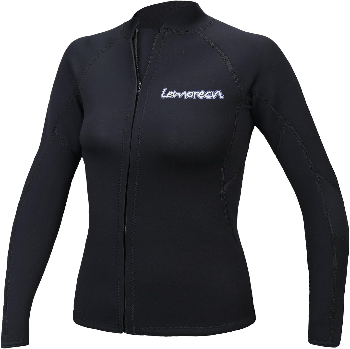 Lemorecn Womens 2mm Neoprene Long Sleeve Jacket Front Zipper Wetsuit Top