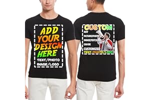huale POD Custom Your Own T-Shirts with Photo Text & Logo - Custom Personalized Tee Shirt for Men Women - Front & Back Print