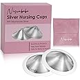 NISXABEBE The Original Silver Nursing Cups with Silicone Ring,Nipple Shields for Nursing Newborn,Breastfeeding Must Haves for Soothe and Protect Your Nursing Nipples,Trilaminate 999 Silver(X-Large)