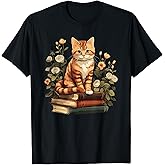 Cottagecore Cat Reading Book Aesthetic Outfit for Women T-Shirt