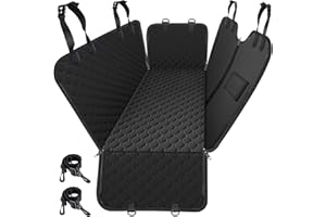 Mancro Dog Car Seat Cover for Back Seat, Waterproof Car Seat Protector for Dogs with Side Flaps, SUVs, Standard All Black