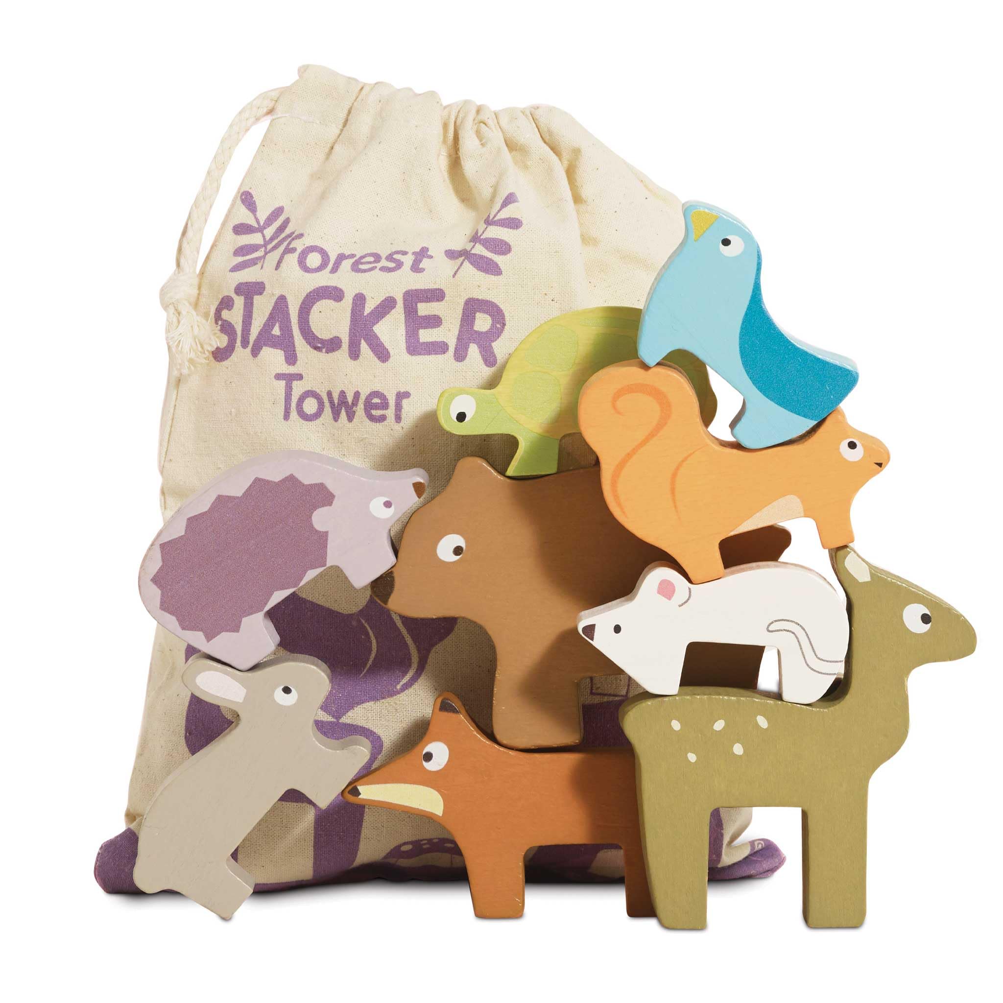 Le Toy Van - Wooden Petilou Forest Stacker & Bag Educational Balancing Activity Toy | Suitable For Age 18+ Months