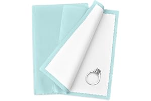 SEVENWELL Silver Polishing Cloth, Jewelry Cleaner Cloth for Sterling Silver Jewelry, Gold, Platinum, Silverware, Diamonds, Gemstones, Coins (Turquoise)