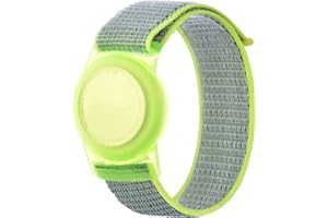 QONUIY Kids Wristband Compatible with Apple AirTag, Protective Case for Air Tag GPS Tracker Holder with Nylon Bracelet, Adjustable Anti Lost Watch Band for Toddler Child Elder (Yellow)