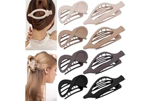 TOBATOBA Flat Hair Clips for Women, 8 Pcs Flat Claw Clips, 2 Styles Lay Down Claw Clips for Women Thick Curly Hair, Large Matte French Concord Flat Clips Strong Hold Claw Clips, Neutral Colors