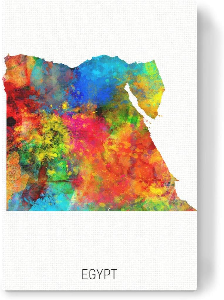 artboxONE canvas 30x20 cm Egypt Watercolor Map colourful by Michael Tompsett