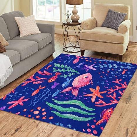 Amazon Com Semtomn Area Rug 5 X 7 Crayon Childlike Marin