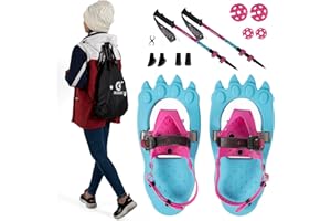 G2 GO2GETHER G2 16 Inch Kids Snowshoes, Storage Bag, Fast Ratchet Binding and Buckle Design, for Child Youth Boys and Girls (Green/Blue)