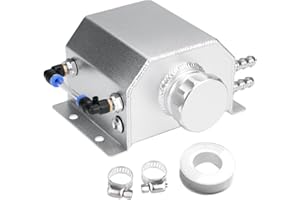 iRKY Aluminum Coolant Overflow Tank, Universal 1L Radiator Reservoir Expansion Tank with Teflon Tape (Silver)