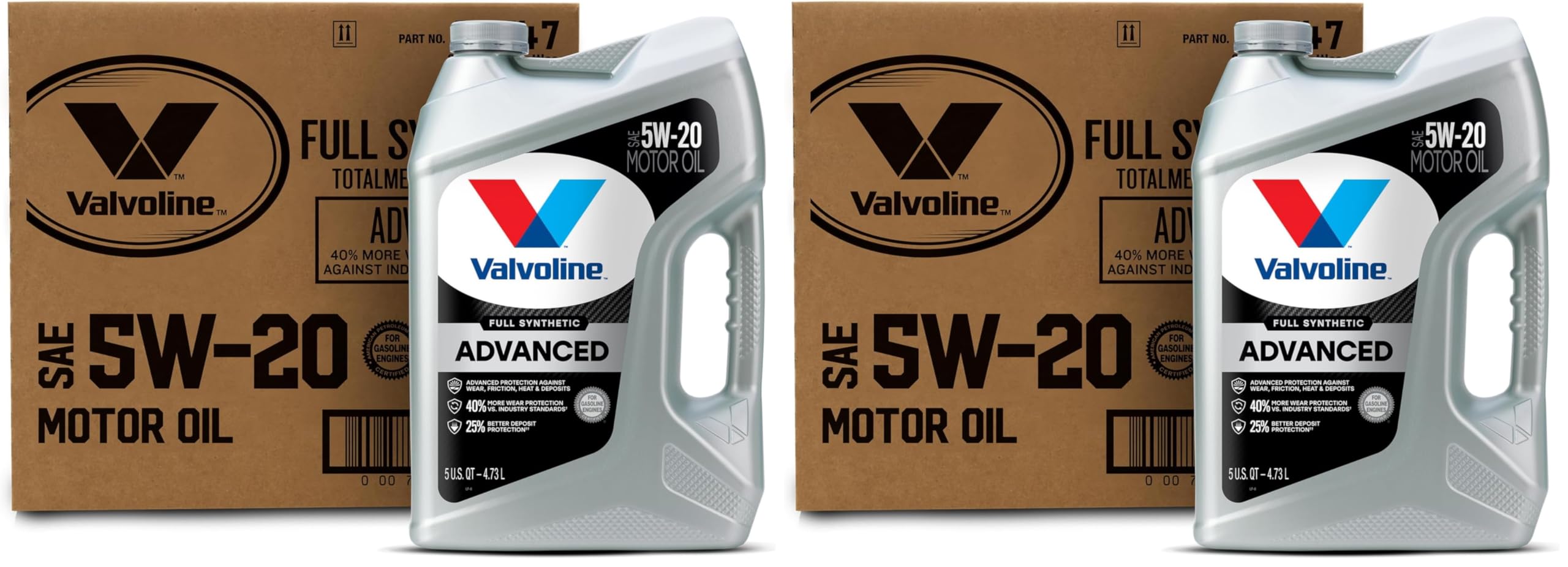 Valvoline Advanced Full Synthetic SAE 5W-20 Motor Oil 5 QT, Case of 3 (Pack of 2)