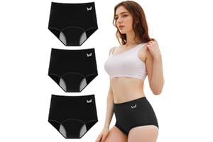Benirap Period Underwear for Women Heavy Flow Leakproof High Waisted Cotton Panties Postpartum Menstrual Briefs 3 Pack