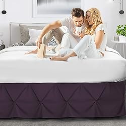 Nestl Purple Bed Skirt Twin Size, Pinch Pleat Twin