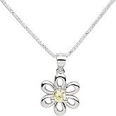 Cherished Moments .925 Sterling Silver Daisy Simulated Birthstone Necklace