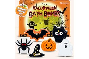 NEWFEIFAN Halloween Bath Bombs Set for Kids, Boo Basket Stuffers for Women, Boys & Girls Spooky Celebration Gift, Handmade 6 Fun Shapes Hallowen Trick o Treat Party Favors for Kids