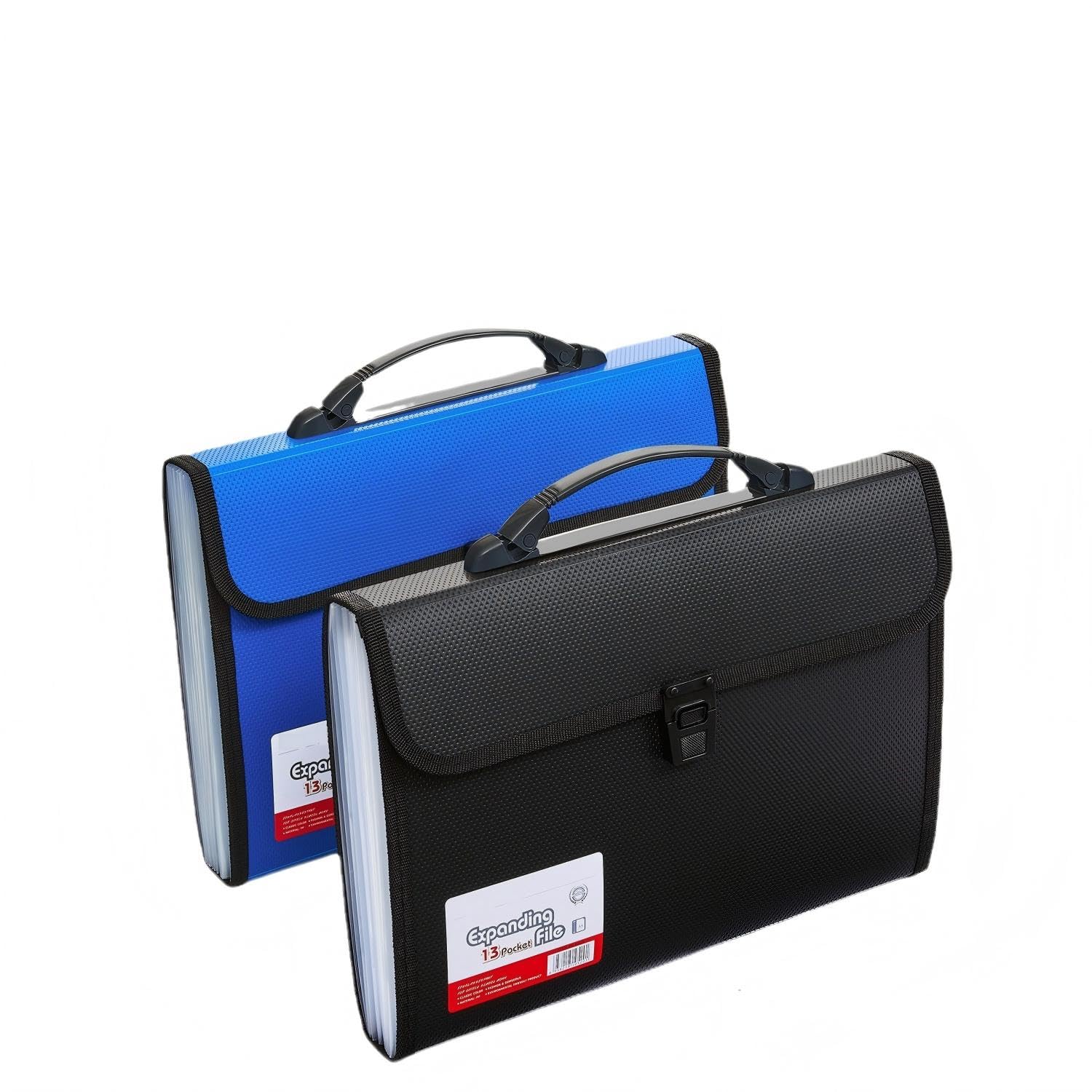 13 Pockets File Organiser Box with Handle,A4 Expanding File Folder Filing Bag Portable Document Folders Briefcase Handcarry Case Organ Bag for Office,School,Home with Tabs(Blue or Black)