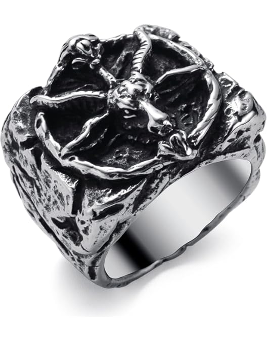 Amazon.com: Onyx Church of Satan Sigil of Baphomet Ring, Pentagram
