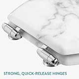 Navaris White Marble MDF Toilet Seat Soft Close Luxury Decorative Bathroom view 3