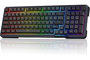 Redragon Wireless Mechanical Keyboard, 3 Mode Gasket Mounted RGB Gaming Keyboard with Volume Knob, Pre-Lubed Linear Switches, MDA-Profile, 98 Keys Hot Swappable Creamy Keyboard for PC/Tablet/Xbox/PS4