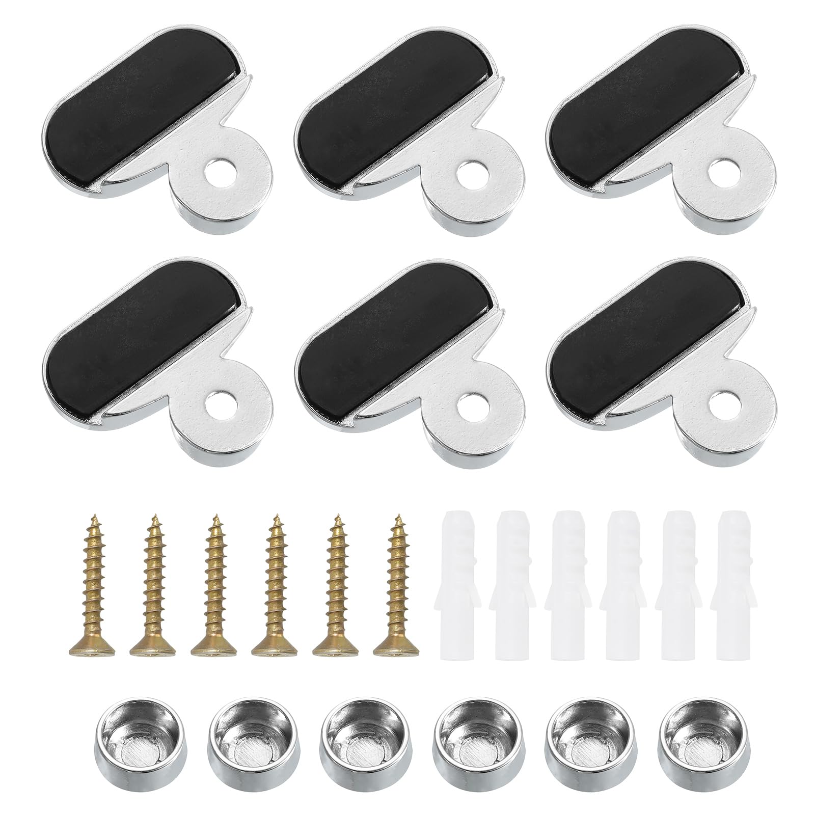 PATIKIL Mirror Clip, 6 Pcs Zinc Alloy Mirror Mounting Clip Clamps Kit Fixing Oval Holder Brackets for 3-5mm Thick Glass in Bathroom Bedroom, Silver