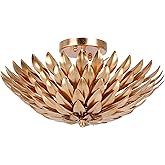 Crystorama Broche 4 Light Antique Gold Semi Flush Mount