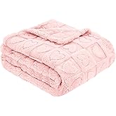 MACEVIA Valentines Day Light Pink Heart Blanket Love Blanket for Women Super Soft & Warm Fuzzy Fleece Heart Blankets Throws for Her Wife Girlfriend Mom Sister (Pink, 50"x60")