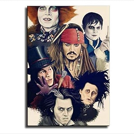 Amazon Rzhss ジョニーデップキャラクタータトゥーポスターアートワーク壁キャンバス絵画家の装飾ギフトプリントキャンバス 50x70cm x28フレームなし ウォールステッカー オンライン通販