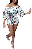 LKOUS Womens Summer Sexy Off Shoulder Floral Print