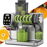 WETIE Cold Press Juicer, 3-in-1 Juicer Machines with 99% High Juice Yield | Touchscreen Masticating Juicer for Sorbet, Fruits &amp; Veggies, Adjustable Pressure, 3.54 in Chute, Dishwasher Safe