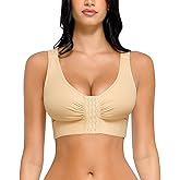 FeelinGirl Post Surgery Bra for Women's Front Closure with Adjustable Straps Wirefree Post Op Compression Bra