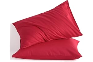 NTBAY Standard Cotton Pillowcases - Envelope Closure 20x26 Pillowcases Set of 2, Breathable and Soft Bed Pillow Cases, Red
