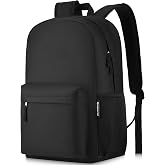 ZUBOND Unisex Black Backpack for School &amp; Travel - Lightweight Laptop Backpack Fits 15.6 Inch Notebook, Water Bottle Pocket - Ideal for Teens, College Students, Adults