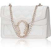 Aiqudou Crossbody Bag and Satchel Purse for Women - Fashion Snake Print Chain Purse Luxury PU Leather HandBag