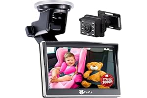 Funle Baby Car Camera for Backseat with Camera Rear Facing Car Seat Wireless Baby Car Mirror 5'' AHD1080P Infant Monitor with IR Night Vision Baby Must Have Items