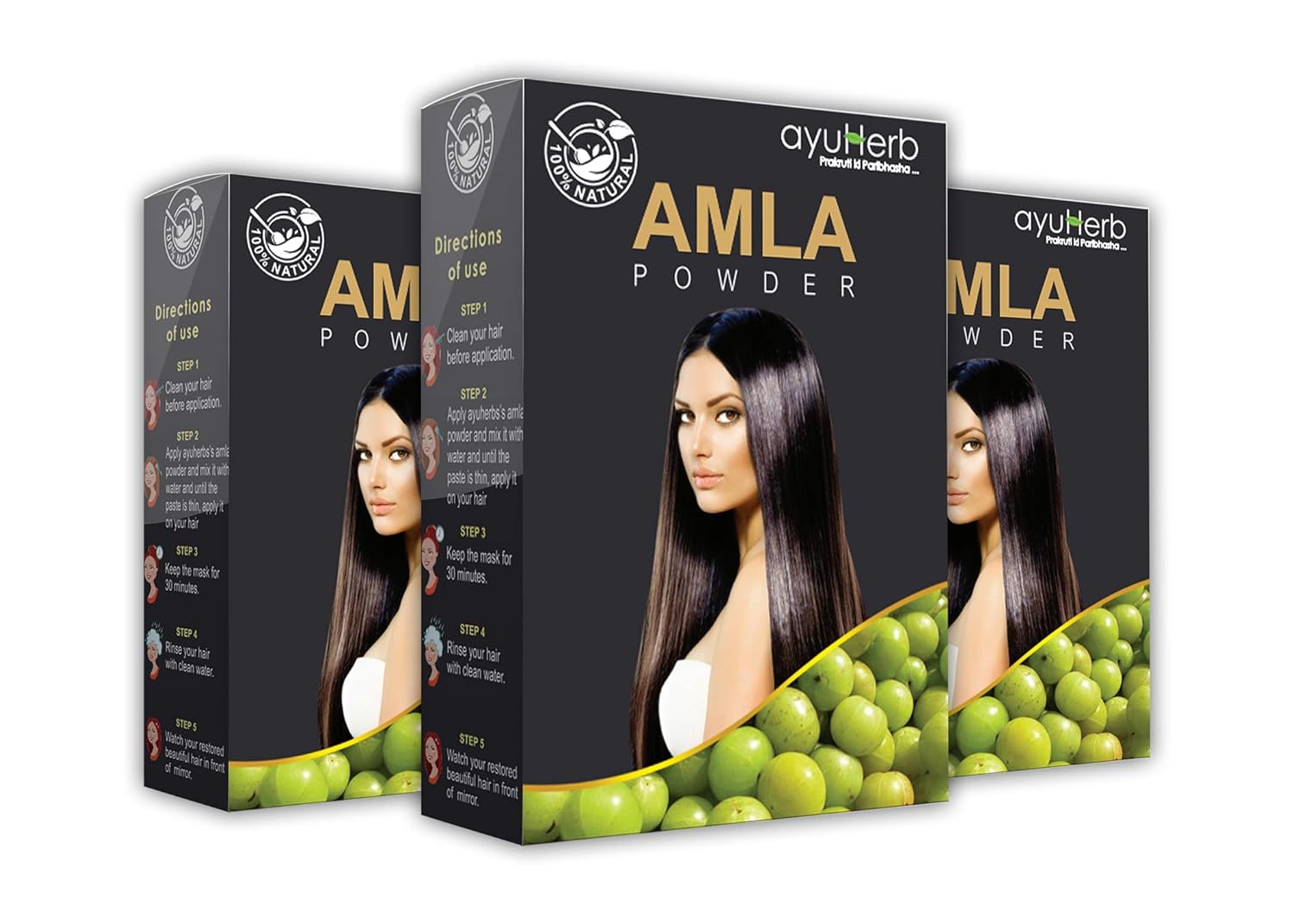 Ayuherb Amla Powder 300g Pack Of 3 Indian Gooseberry 100
