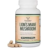 Lions Mane Supplement Mushroom Capsules (Two Month Supply - 120 Count) Lions Mane Mushroom for Brain Support and Immune Healt