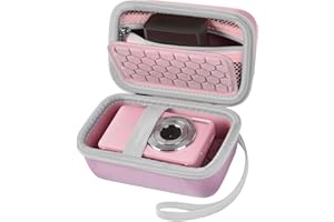 COMECASE Digital Camera Carrying Case Compatible with Canon PowerShot G7 X Mark II/ G7X Mark III Digital 4K Vlogging Camera/for CAMKORY/for Lecran and More, Compact Small Camera Storage Bag for Kids (Pink)