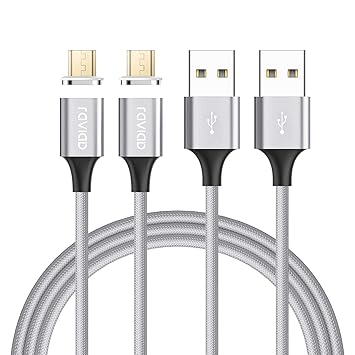 RAVIAD Magnético Cable Micro USB, [2Pack, 1M] Cable Micro USB Magnetic de Carga Rápido y Sincronización de Datos Cargador iman para Android Samsung ...