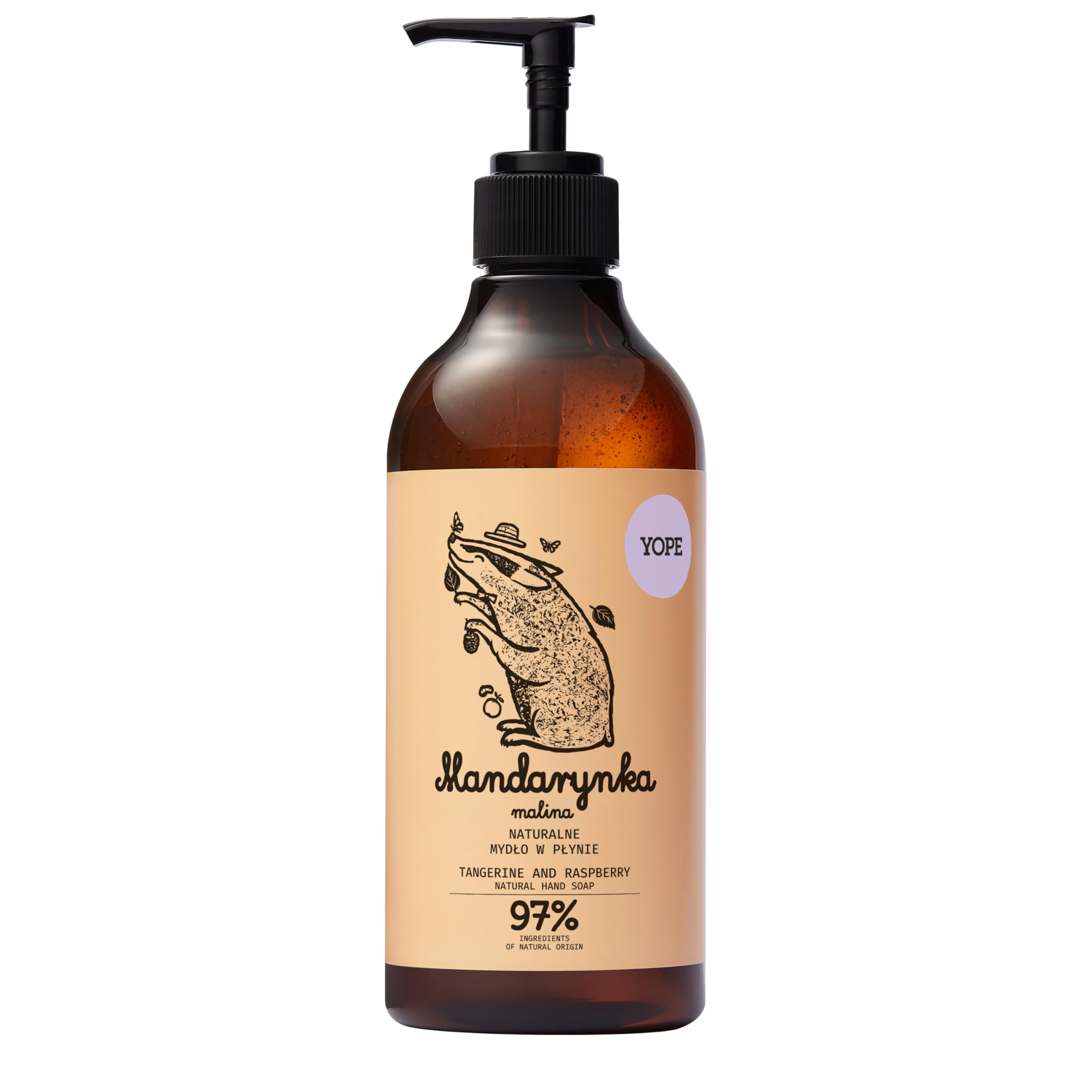 YOPE Natural Hand Wash | Tangerine Extract | Provitamin B5 | Neutral pH | Moisturising | Soothing | Tangerine and Raspberry 500 ml